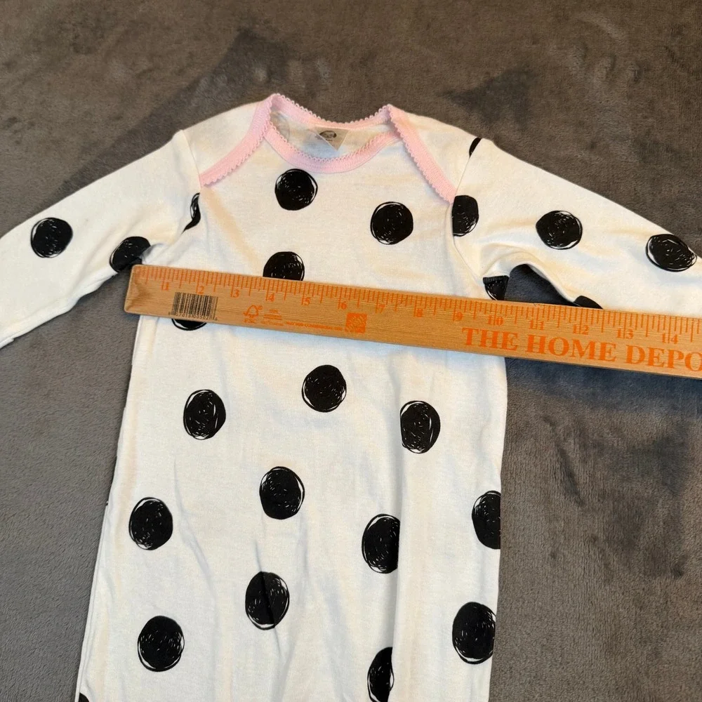 Gerber‎ Polka Dot Sleep Gown Kids 0-6 Months White Pink Trim Cotton